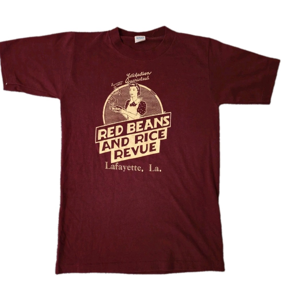 Vintage 80s Red Beans & Rice Revue Restaurant Single Stitch T-Shirt Mens Small